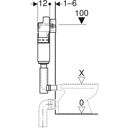 REZERVOR INCASTRAT GEBERIT DELTA, 12 CM, 6/3 L
